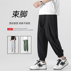 夏季薄款冰丝显高显瘦休闲舒适百搭休闲裤束脚裤6016特批31，男装休闲裤，星座718-1