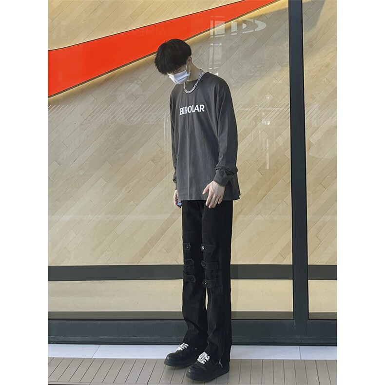B221美式ins高街暗黑小众个性微喇牛仔裤LK23018-P65控88,男装牛仔裤,电商B221