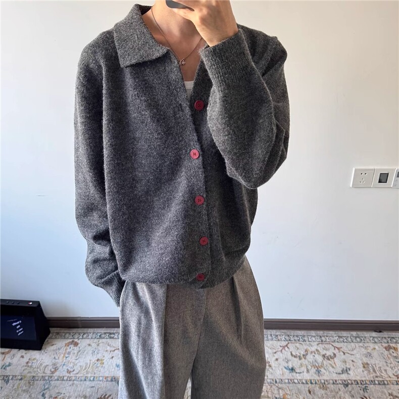 开衫毛衣男款秋冬季高级感老钱风针织衫美式复古外套MY5248图片