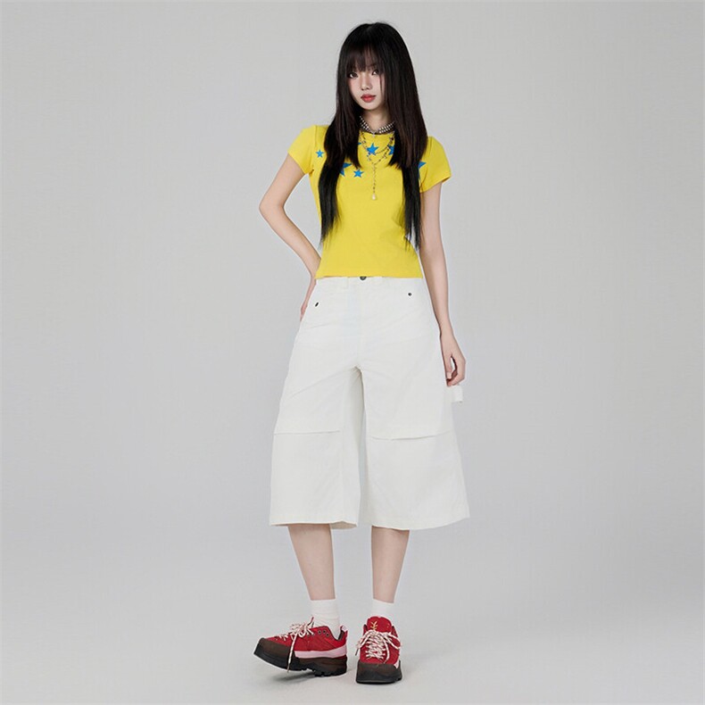 2026夏季新款男女美式复古褶皱工装裤宽松阔腿七分裤子YD710-P60,男装牛仔裤,星座509