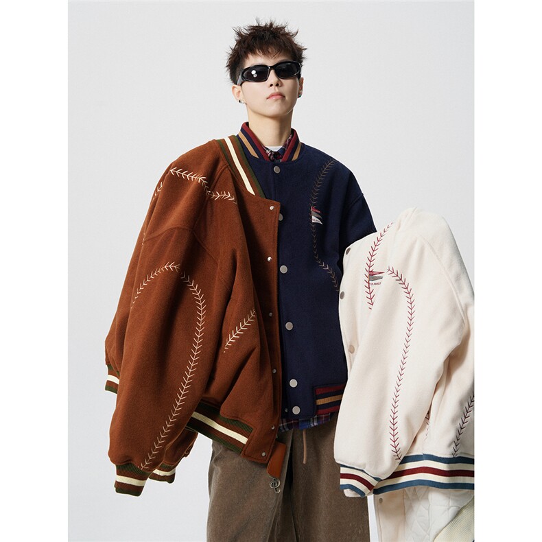 美式旗帜字母刺绣大码S-2XL夹棉聚酯纤维棒球棉衣男78156P148，男装棉衣，星座227-7