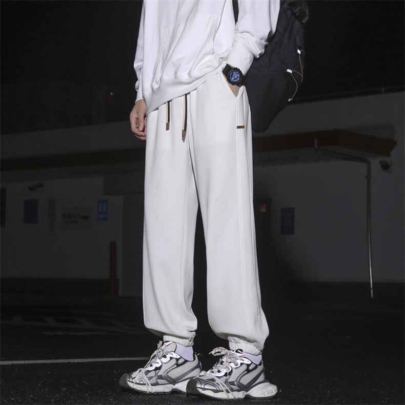 亲肤加绒加厚华夫格美式垂顺卫裤子K955-特批-32加绒-42,男装休闲裤,星座718-1