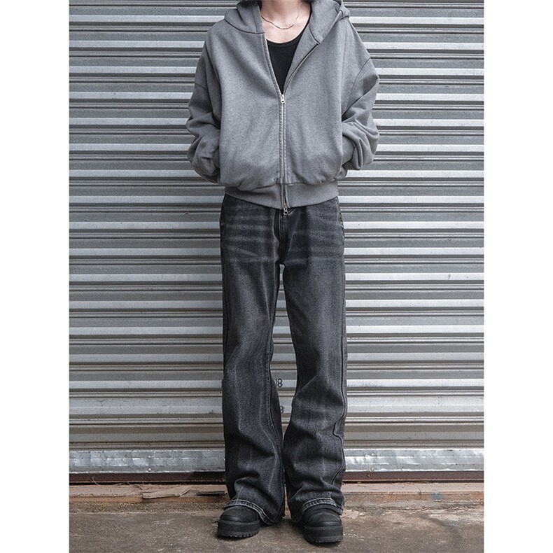 B221 美式ins高街暗黑重工艺宽松微喇牛仔裤 LK23128-P60 控78图片