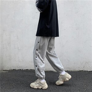 明排扣裤子男宽松运动裤韩版卫裤男潮流百搭束脚休闲裤LK6136-p35，男装休闲裤，星座1008-2