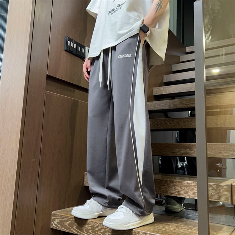 抖音直播数据款 春季新款撞色拼接宽松直筒休闲裤运动裤 K506-P38图片