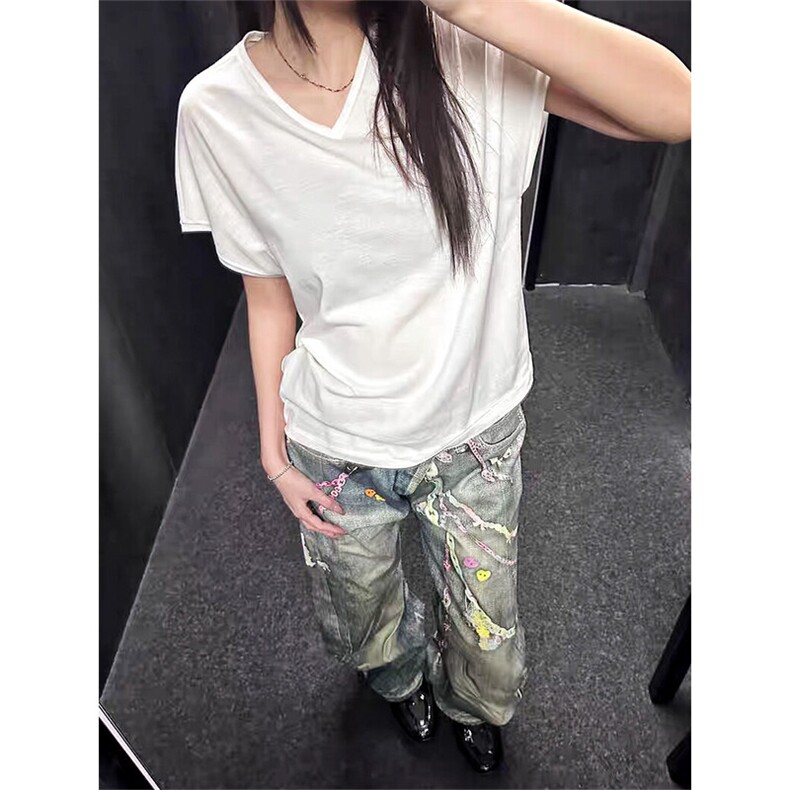 有货实体品质203-6F2557P98~AC风格美式高街3D打印阔腿牛仔裤,男装牛仔裤,星座203-6(原电商259)