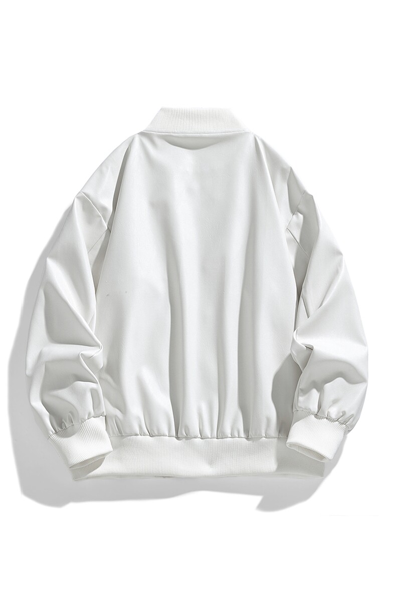 秋季大码2XL-8XL男士休闲棒球领绣花皮衣夹克外套,男装夹克,星座209