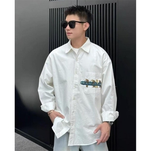 网图！印花长袖百搭衬衫小众设计美式复古外套-LK80131-特批60图片