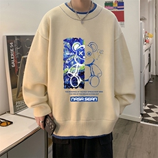 控78假两件毛衣男大码加绒针织衫男毛线衣M80290-P55加绒P70，男装针织衫/毛衣，电商A040
