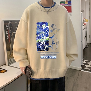 控78 假两件毛衣男大码加绒针织衫男毛线衣M80290-P55  加绒P70图片