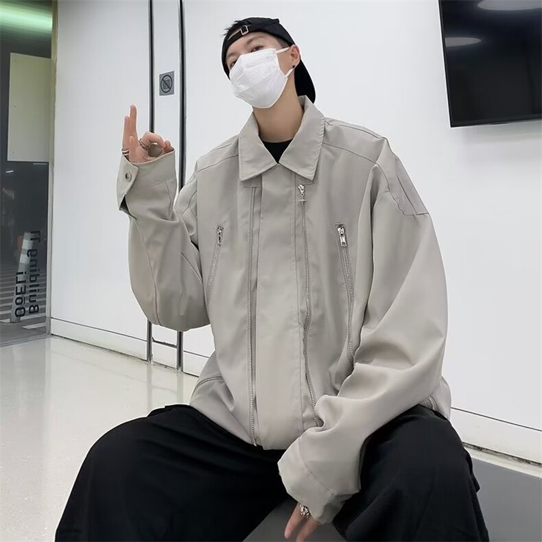 防水大码秋装拉链高街美式翻领夹克机能飞行服外套HT25-P68,男装夹克,星座1109-3