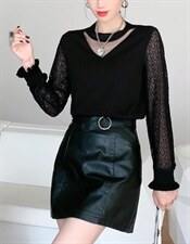 蕾丝拼接小衫，其它，依诺阁