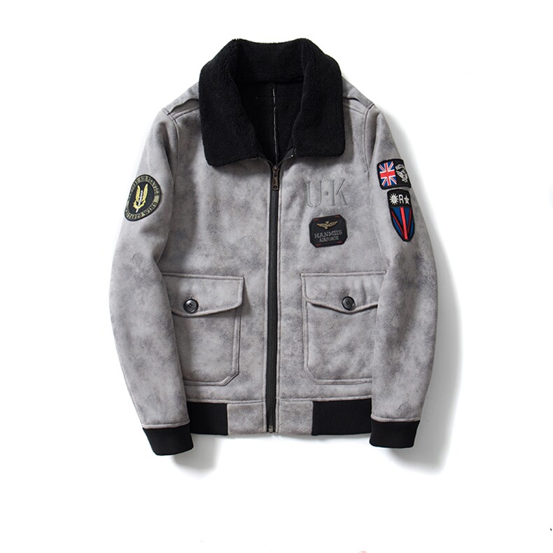 防麂皮绒机车服皮毛一体飞行服皮衣男外套保暖男士夹克F6000*P265,男装皮衣,电商D221(原钱塘6000)