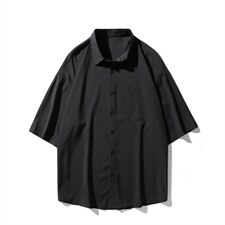 C6042/35夏款2023新款平铺冰丝克莱因蓝衬衣男开衩短袖衬衫控58,男装衬衫,电商A141
