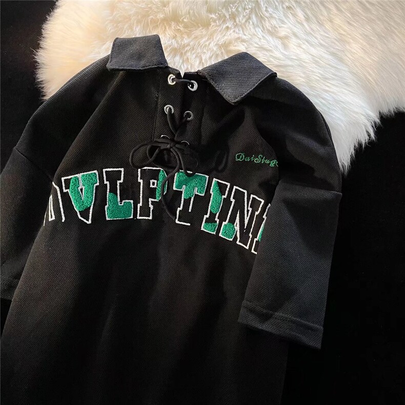 polo领短袖t恤夏季美式复古毛巾绣字母TG56P33,男装Polo衫,星座1116-2