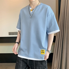 冰氧仿棉短袖店主风夏季T恤休闲百搭假两件男上衣TC3153-P28控48，男装T恤，星座717