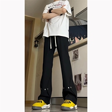 夏季冰丝西裤小众百搭微喇铆钉纽扣排扣冰丝裤子K2411-P50，男装西裤，电商A062