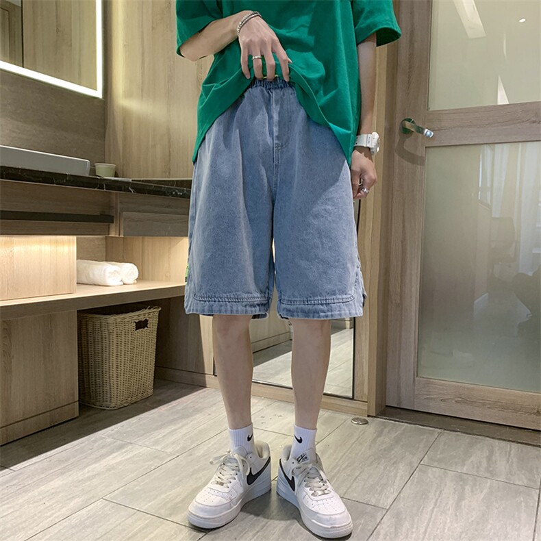 夏季港风开叉牛仔短裤休闲宽松直筒D201-DM156-P45,男装牛仔裤,电商D321-1