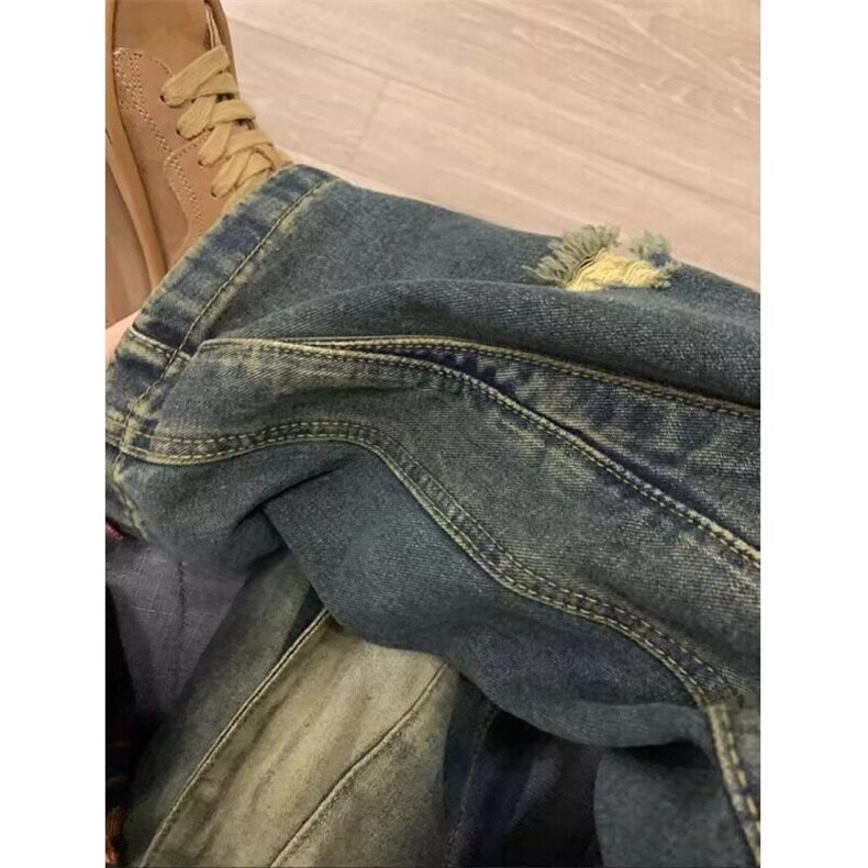 美式高街嘻哈工装牛仔裤女高腰宽松显瘦直筒阔腿长裤LC66711-p55,男装牛仔裤,星座1008