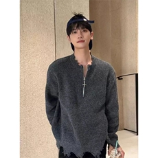 美式破坏感毛衣男女秋冬季慵懒风半拉链针织衫潮痞帅cleanfit外套，男装针织衫/毛衣，星座516A