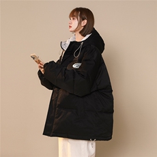 中性风22冬季新款设计感小标印花连帽棉衣外套MY159P115控148，男装棉衣，A247A