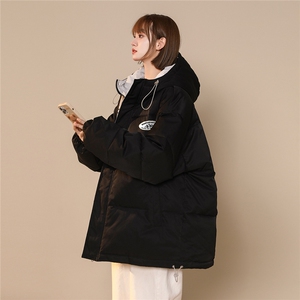 中性风22冬季新款设计感小标印花连帽棉衣外套MY159P115控148图片