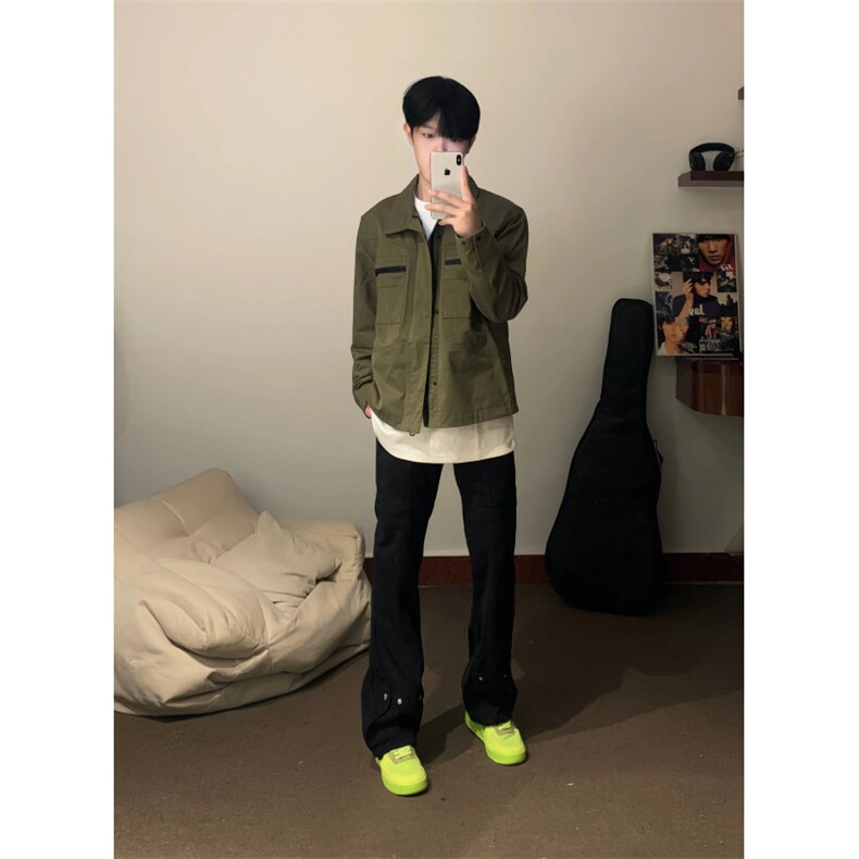 【有货】军绿色工装外套男款高级感痞帅夹克HY195CC-特P65,男装夹克,星座1007（原301D）