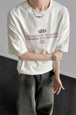 字母印花小领口短袖T恤男宽松2026夏季新款半袖潮，男装T恤，星座914