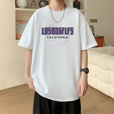 新款男装纯棉短袖T恤落肩款印花学生潮流宽松休闲，男装T恤，星座410-7