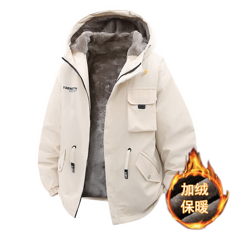 立体冬季外套加绒加厚潮牌夹克连帽宽松保暖派克服 A436-D201-P80图片