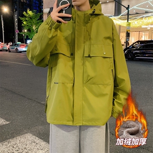 冲锋衣男外套加绒加厚工装夹克男宽松上衣服JK0233-P78 加绒P88图片