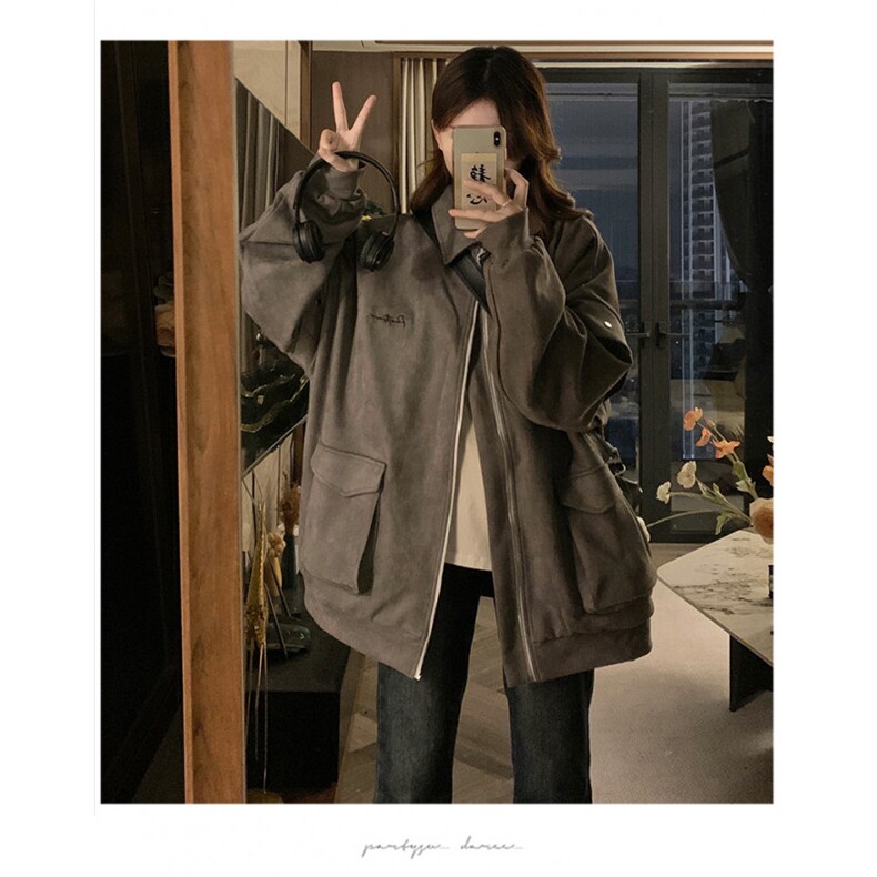 现货外套麂皮绒双面穿潮牌男女宽松休闲上衣夹克Z059-特批P48，男装夹克，电商C233B