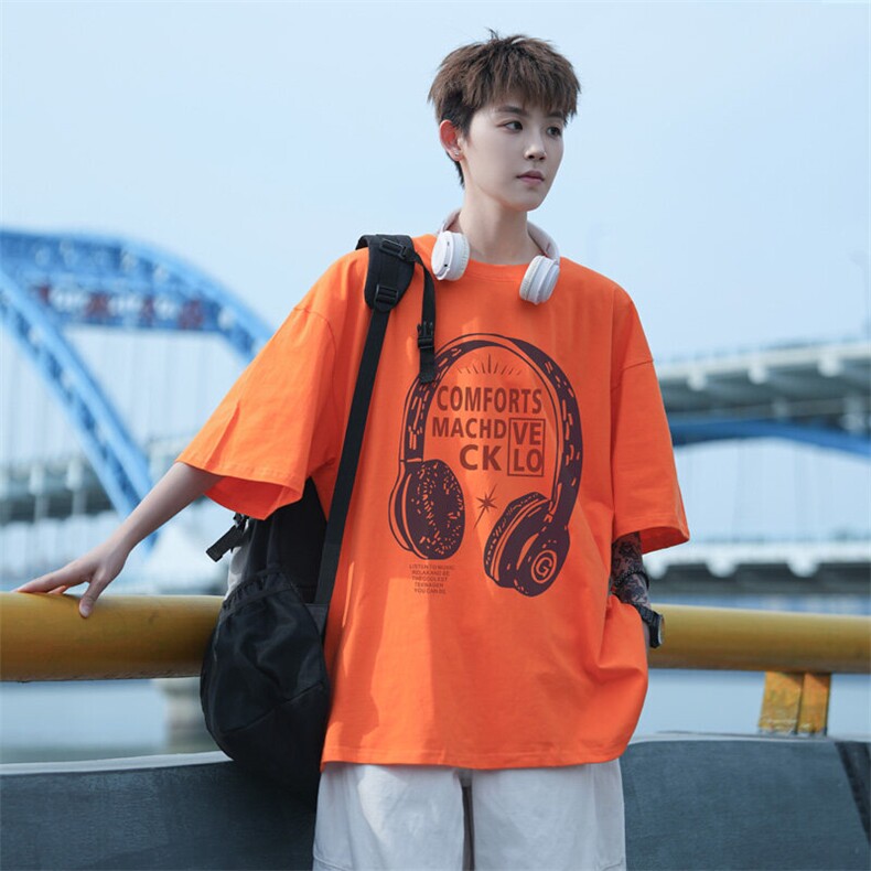 图案已注册夏季创意嘻哈短袖T恤男潮重磅宽松半袖体恤衫D091/P25图片