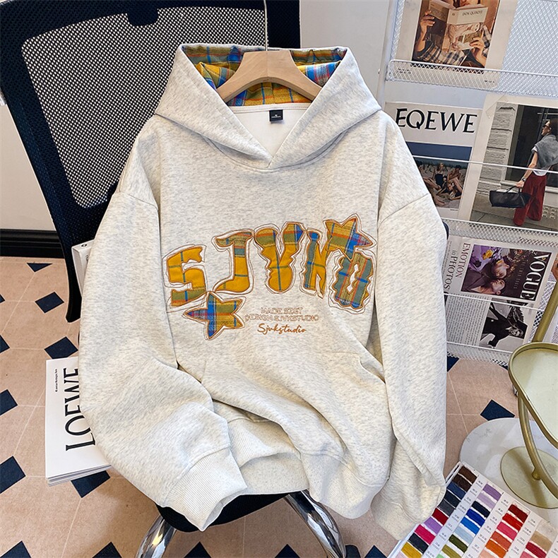 秋季重磅350克纯棉华棉连帽刺绣卫衣万针绣花外套男潮CS1759，女装短外套，星座610B-1