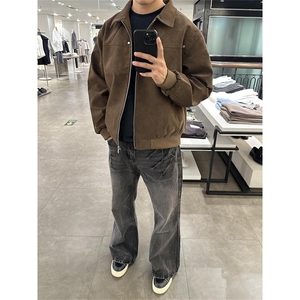 春季新款皮衣外套男潮牌宽松美式复古情侣夹克上衣服LAA166-P59,露肚脐的衣服怎么搭配紧身图片