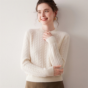 2025年秋季新款百搭女士七针加厚圆领麻花，女装羊绒衫，尚达羊绒