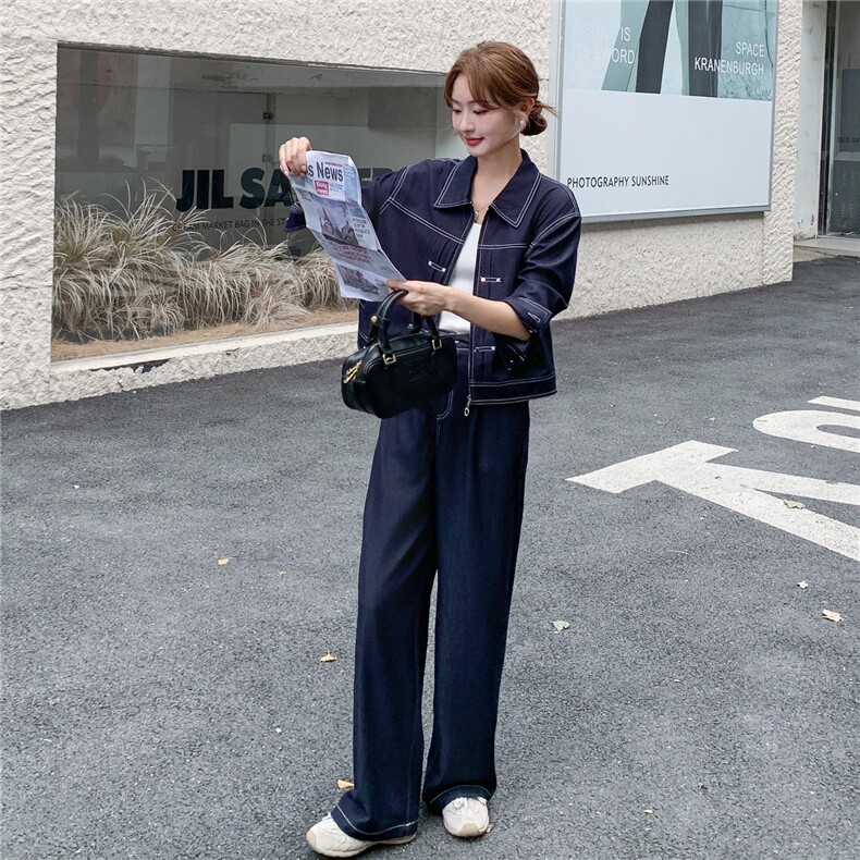 （新款有货）2026春装时尚拉链天丝牛仔套装两件套1D060-P210-338,女装套装/套裙,1D060