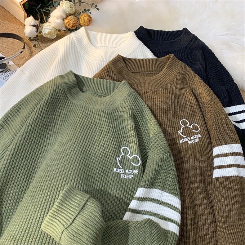 M883-P53圆领毛衣男秋冬宽松慵懒港风纯色打底针织衫ins韩版潮流,男装针织衫/毛衣,电商D310B