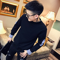 加绒加厚套头圆领社会小伙假两件休闲卫衣A328-1902，男装卫衣，星座406