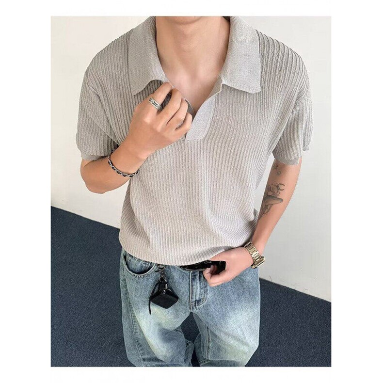 男夏装港风宽松POLO衫小众设计感趣味新款男装上衣HK506P48,男装Polo衫,星座1013-1