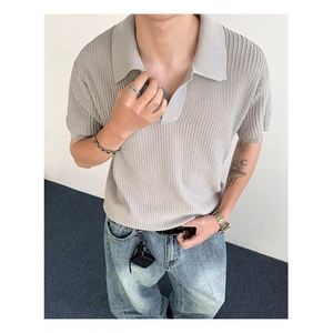 男夏装港风宽松POLO衫小众设计感趣味新款男装上衣HK506P48