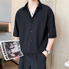 原宿风短袖男简约百搭宽松衬衫港风SC23P32,男装衬衫,星座1116-2