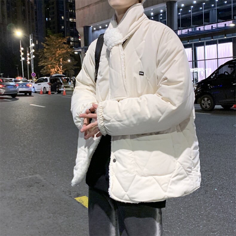 新款双面穿立领衣男百搭情侣服宽松菱形格袄学生W2203-P90,男装棉衣,星座512-4