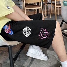 2021美式涂鸦休闲短裤嘻哈hiphop五分裤痞帅炸街运动裤K640-P28，男装休闲裤，星座512-2