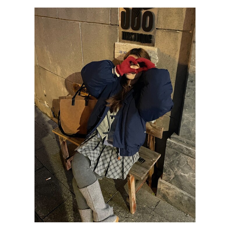 卡其色羽绒服女复古牛角扣派克服冬季2025年新款加厚韩系棉袄外套图片