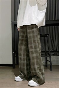 ！冬装加绒加厚格子灯芯绒直筒裤子 B221-LK21163-P50加绒P60图片