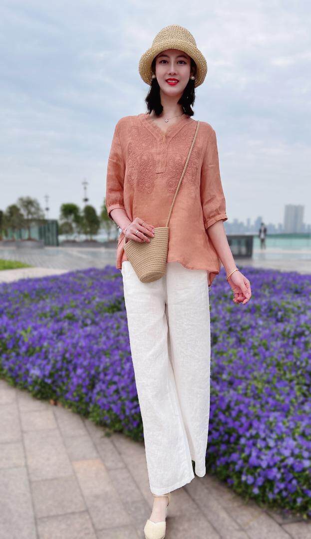 纯苎小衫裤子 时尚风巜川哲4028 风淑女风休闲风，其它，川哲