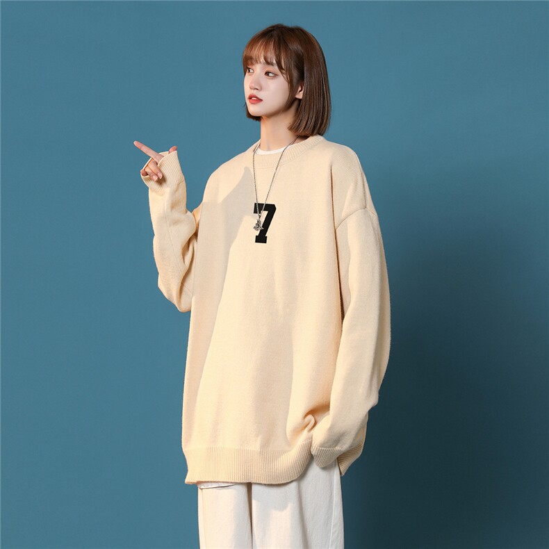 中性秋/冬ins潮流时尚休闲百搭7号圆领套头情侣毛衣M1032P50控68,男装针织衫/毛衣,A247A