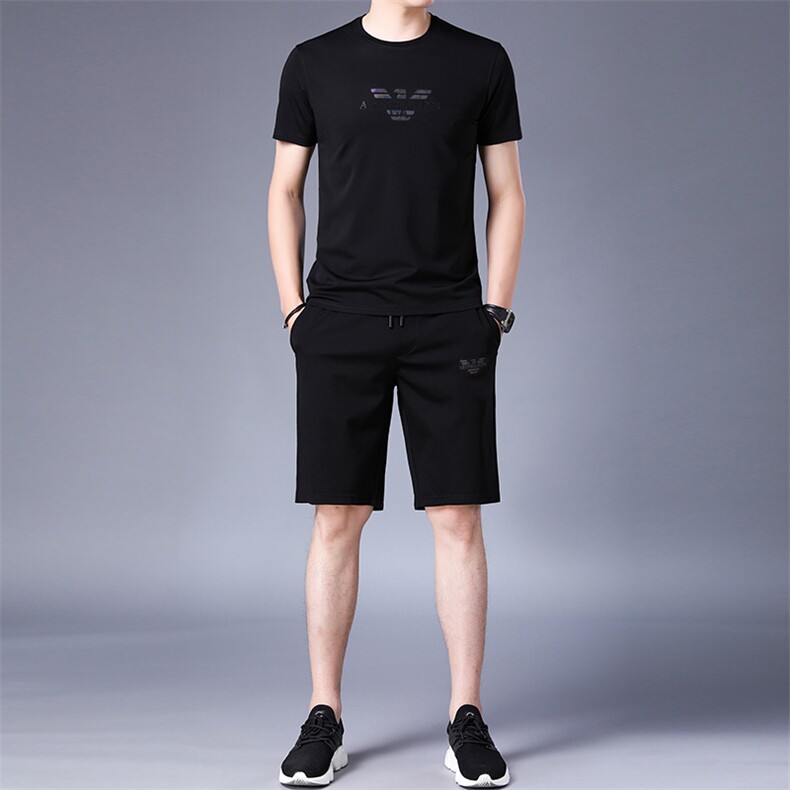 2023夏季冰丝薄款套装男士休闲时尚短袖三件套中老年polo衫男装,男装休闲套装,电商B212（原钱塘6029）