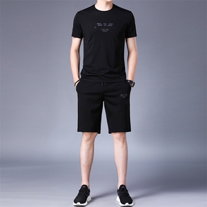 2023夏季冰丝薄款套装男士休闲时尚短袖三件套中老年polo衫男装图片